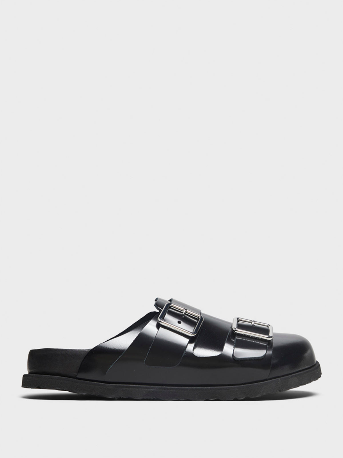 222 West Shiny Leather Sandals in Black