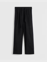 Tekla - Poplin Pyjamas Pants Grosgrain Side Stripe in All Black