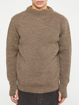 Andersen-Andersen - Navy Crewneck Knit in Natural Taupe