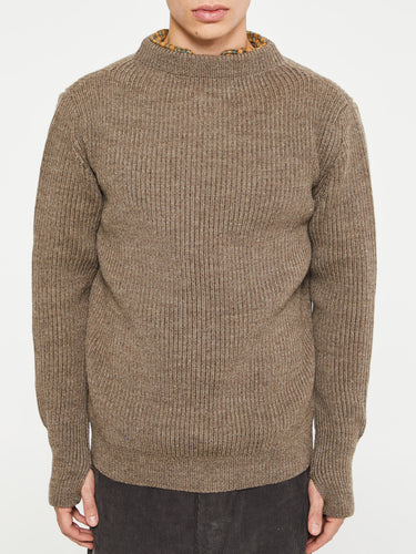 Andersen-Andersen - Navy Crewneck Knit in Natural Taupe