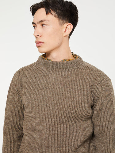 Andersen-Andersen - Navy Crewneck Knit in Natural Taupe