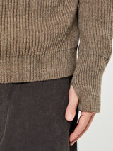 Andersen-Andersen - Navy Crewneck Knit in Natural Taupe