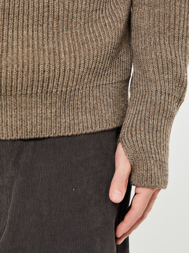 Andersen-Andersen - Navy Crewneck Knit in Natural Taupe