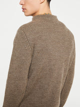 Andersen-Andersen - Navy Crewneck Knit in Natural Taupe