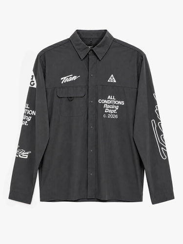 Nike - Nike ACG Aireez Men's Button-Up Long-Sleeve Graphic Top in Smoke Grey, White