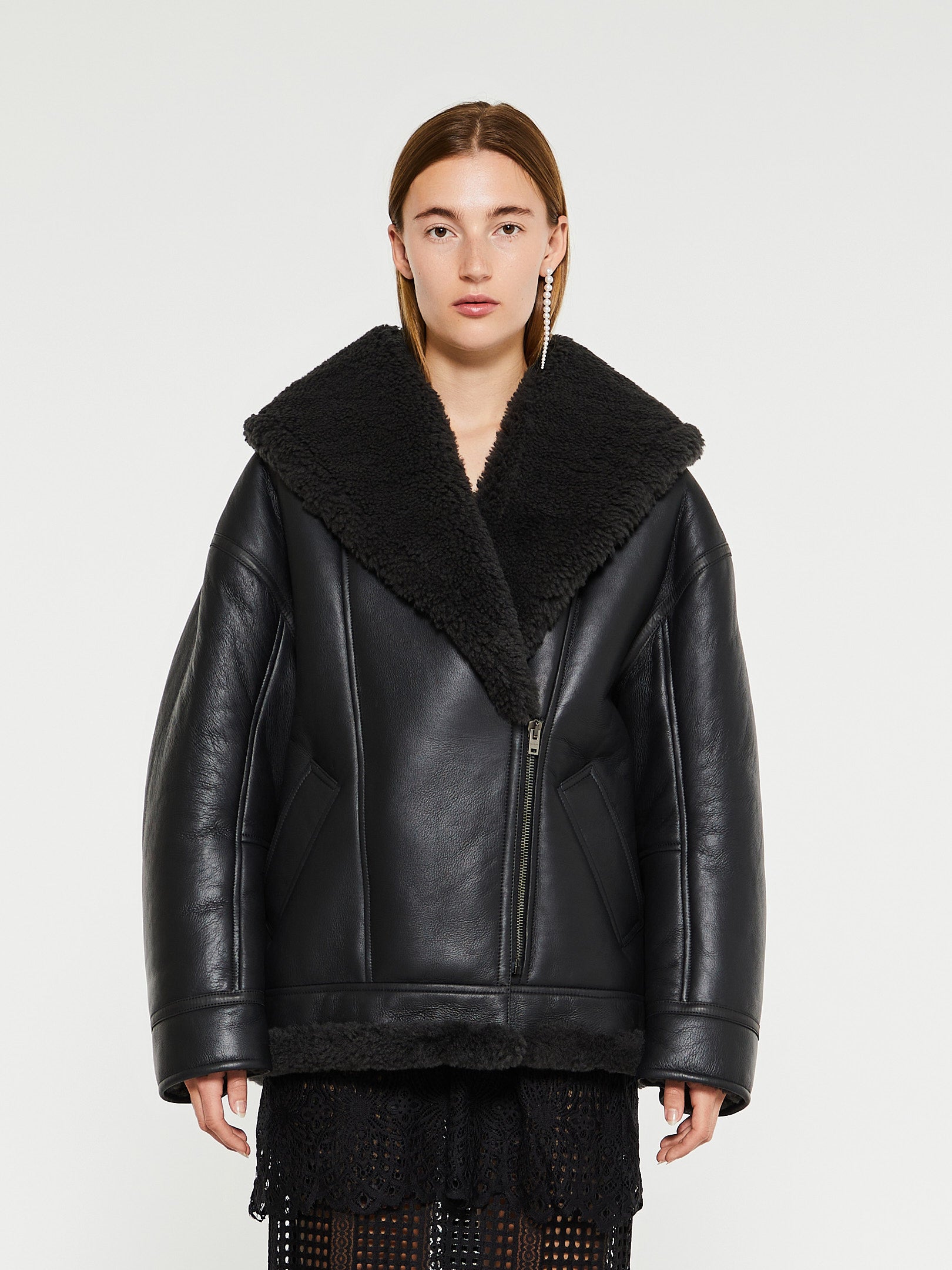 Acne Studios - Leather Shearling Jacket in Black – Stoy