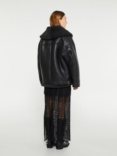 Acne Studios - Leather Shearling Jacket in Black