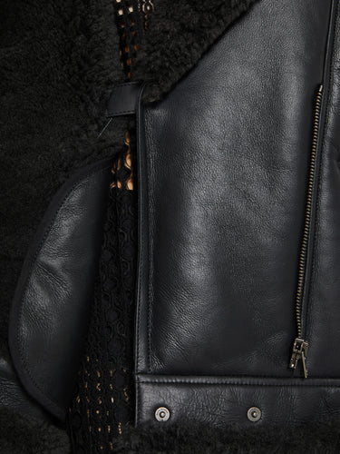 Acne Studios - Leather Shearling Jacket in Black
