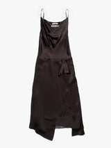 Acne Studios - Shiny Satin Slip Dress in Dark Brown
