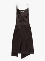 Acne Studios - Shiny Satin Slip Dress in Dark Brown