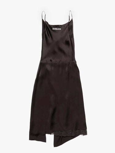 Acne Studios - Shiny Satin Slip Dress in Dark Brown