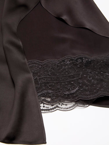 Acne Studios - Shiny Satin Slip Dress in Dark Brown