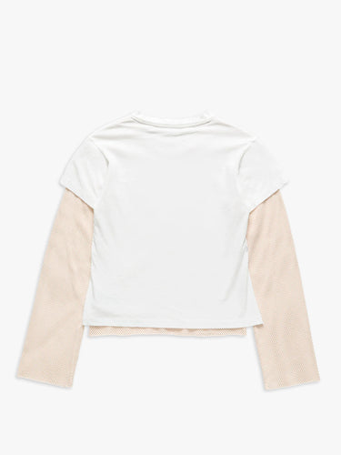 Acne Studios - Layered Mesh T shirt in Off-White