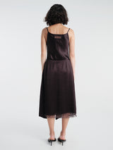 Acne Studios - Shiny Satin Slip Dress in Dark Brown
