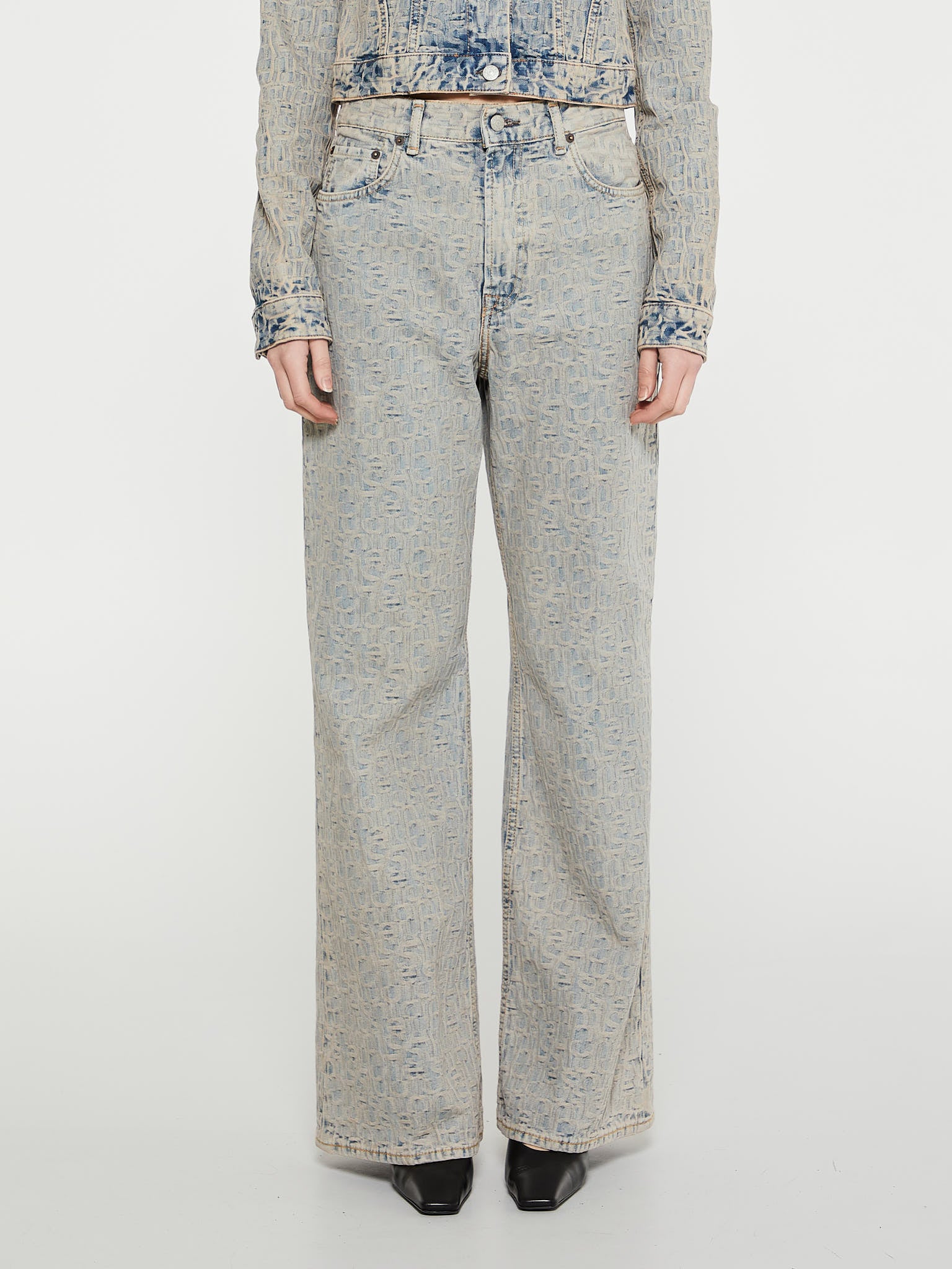 Acne Studios - 2022 Relaxed Fit Monogram Jeans in Blue and Beige
