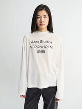 Acne Studios - Relaxed Fit Longsleeved Logo T-shirt in Dusty White