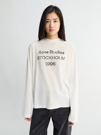 Acne Studios - Relaxed Fit Longsleeved Logo T-shirt in Dusty White
