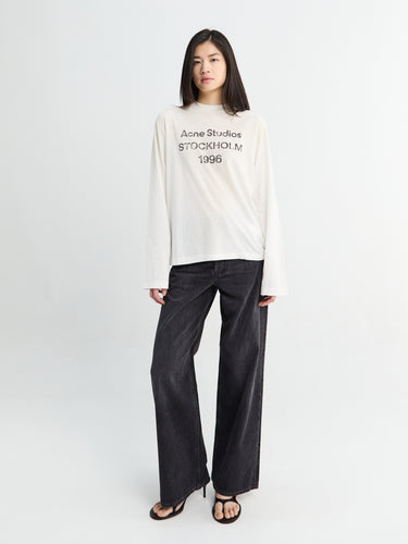Acne Studios - Relaxed Fit Longsleeved Logo T-shirt in Dusty White