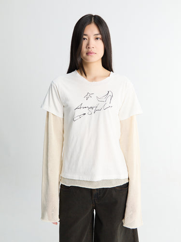 Acne Studios - Layered Mesh T shirt in Off-White