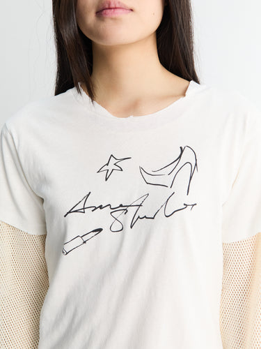 Acne Studios - Layered Mesh T shirt in Off-White