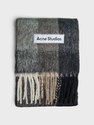 Acne Studios - Vally Checked Scarf in Green, Grey and Black
