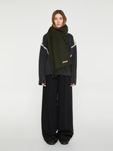Acne Studios - Narrow Fringe Wool Scarf in Wood Green Melange