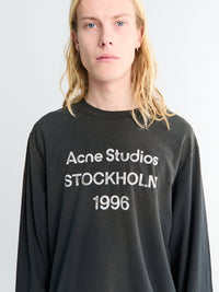 Acne Studios - Relaxed Fit Longsleeved Logo T-Shirt in Faded Black