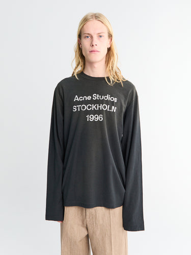 Acne Studios - Relaxed Fit Longsleeved Logo T-Shirt in Faded Black