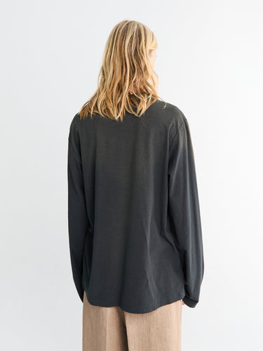 Acne Studios - Relaxed Fit Longsleeved Logo T-Shirt in Faded Black