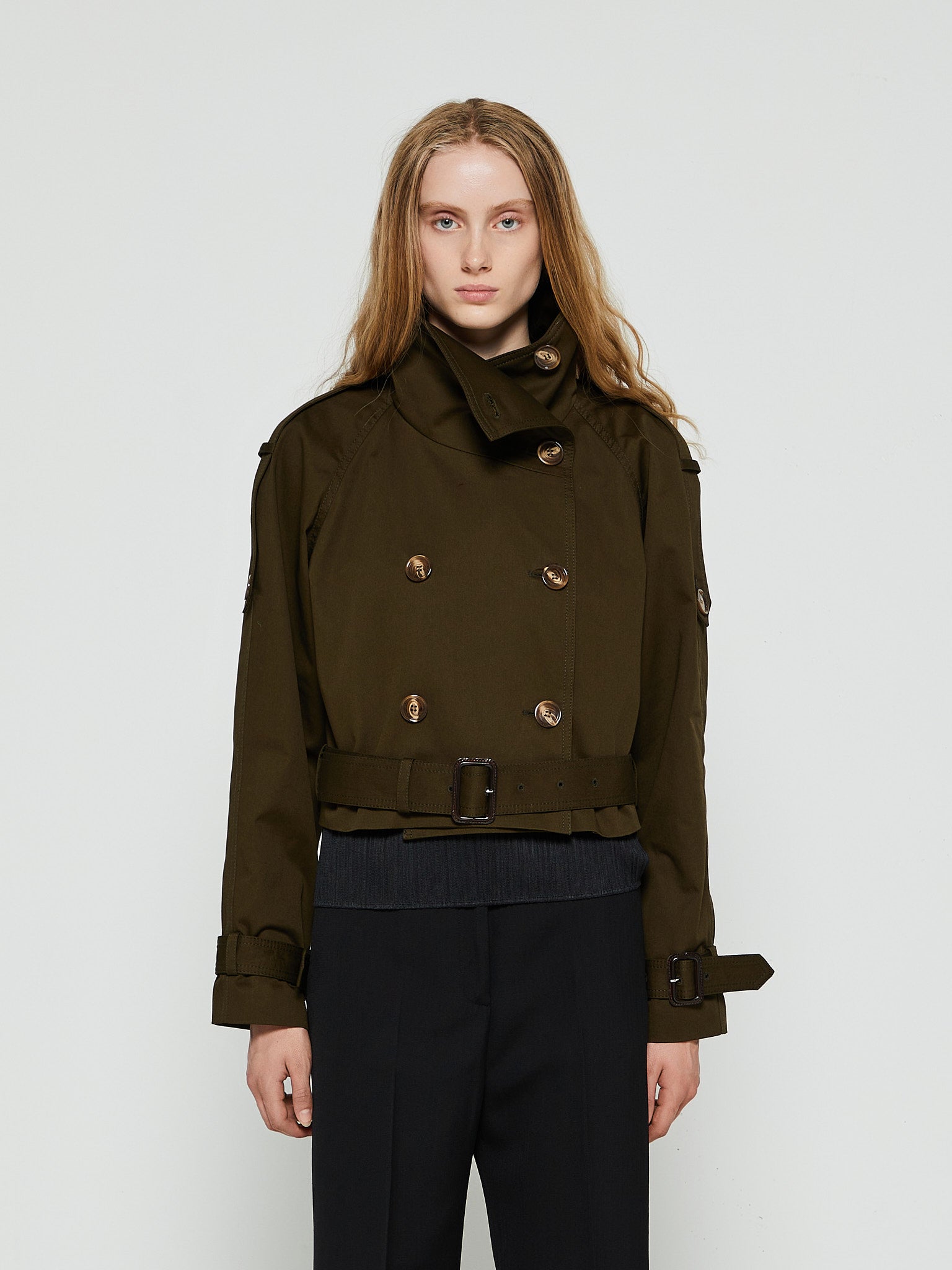 Acne Studios - Double-Breasted Trench Jacket in Military Green