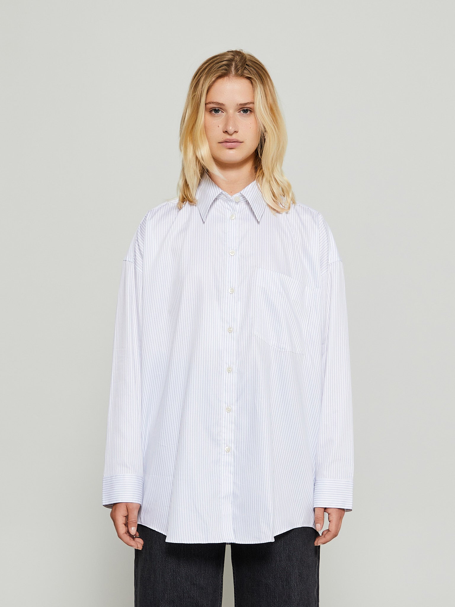 Acne Studios - Striped Button-Up Shirt in White and Blue