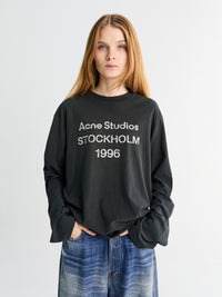 Acne Studios - Relaxed Fit Longsleeved Logo T-Shirt in Faded Black