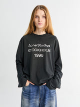 Acne Studios - Relaxed Fit Longsleeved Logo T-Shirt in Faded Black