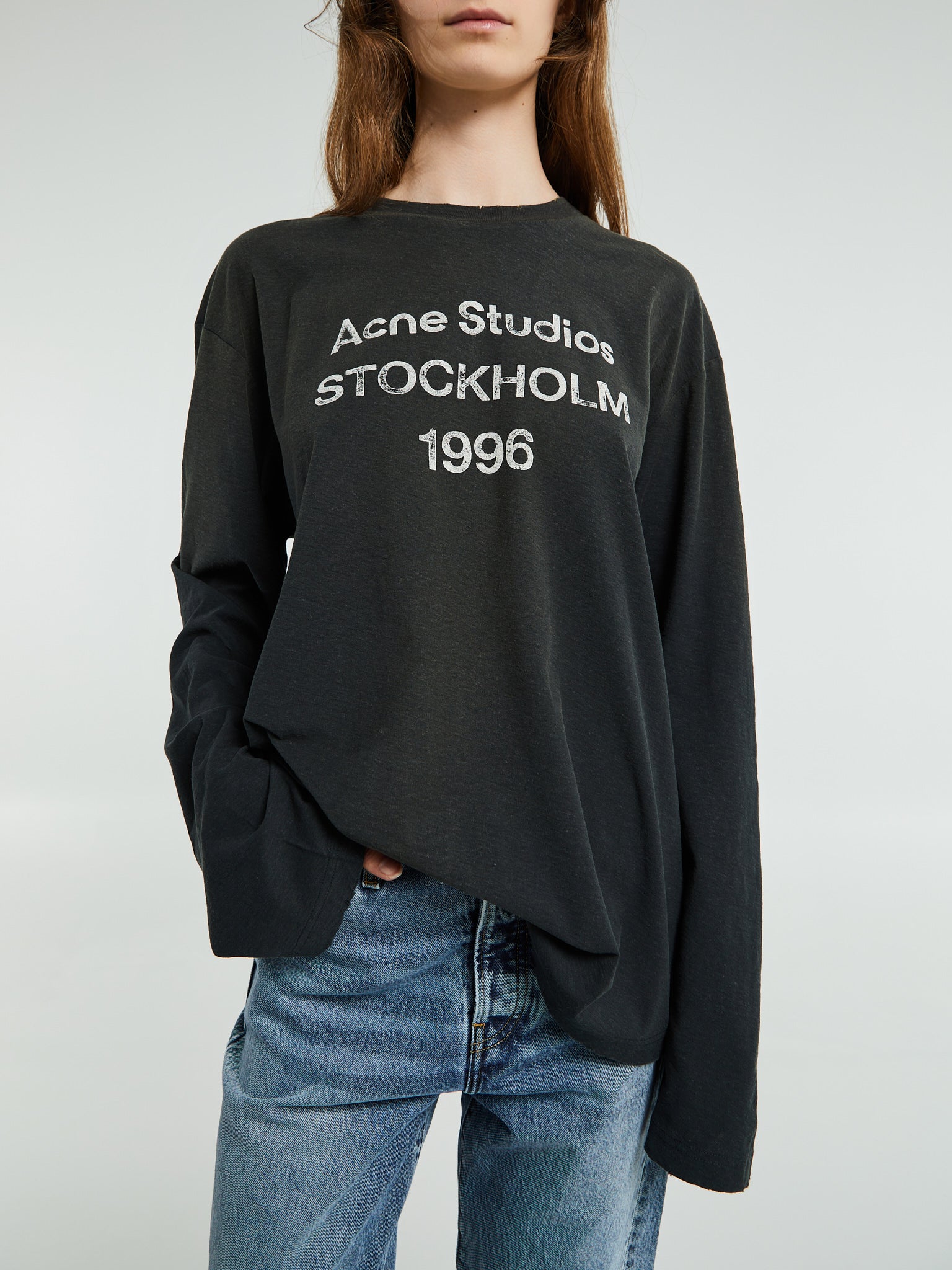Acne Studios Relaxed Fit Logo T-Shirt in Faded Black – Stoy