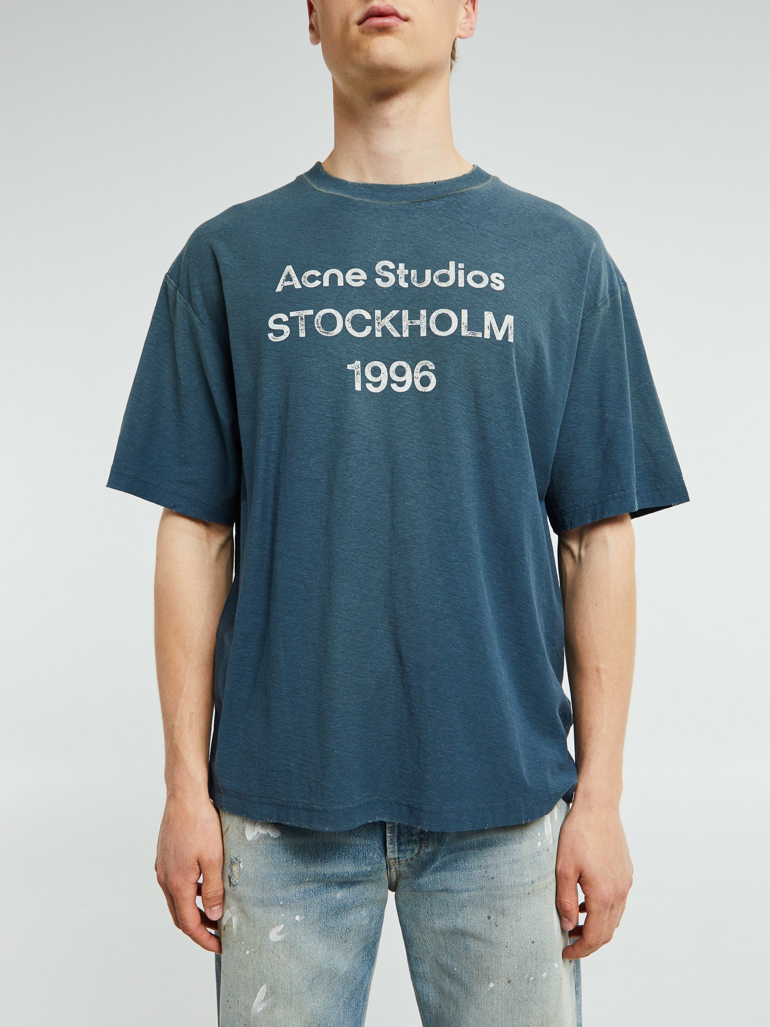 Acne Studios Relaxed Fit Logo T-shirt in Deep Blue – Stoy