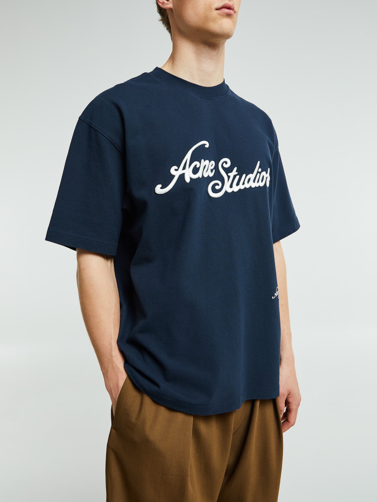 Acne Studios Logo T-shirt in Deep Blue – Stoy1