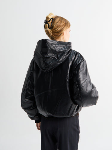 Acne Studios - Hooded Faux Leather Jacket in Black