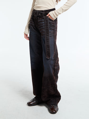 Acne Studios - Trompe L'oeil Belted Jeans in Brown and Blue