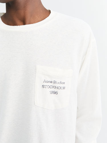 Acne Studios - Longsleeved Logo T-Shirt in Optic White