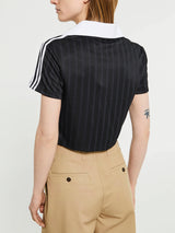 Adidas - Adicolor Football Jacquard V-Neck Crop Polo Shirt in Black