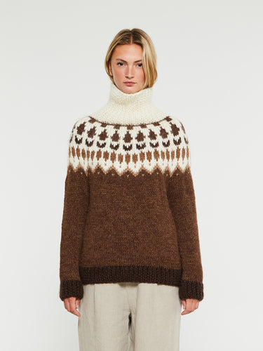 AF Agger - Hand Knit Crewneck in Brown