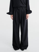 AF Agger - Fine Wool Wide Box Trousers in Navy