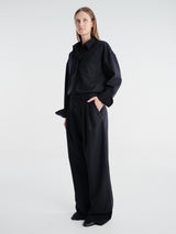 AF Agger - Fine Wool Wide Box Trousers in Navy