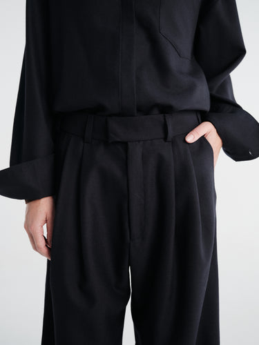 AF Agger - Fine Wool Wide Box Trousers in Navy