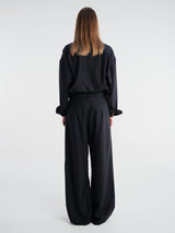 AF Agger - Fine Wool Wide Box Trousers in Navy