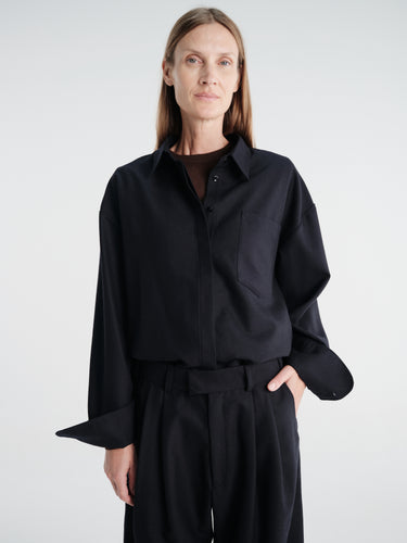 AF Agger - Fine Wool Oversize Shirt in Navy