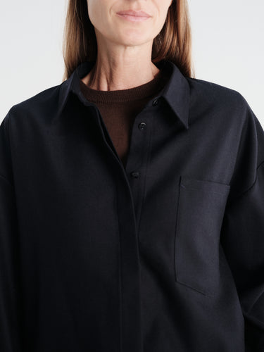 AF Agger - Fine Wool Oversize Shirt in Navy