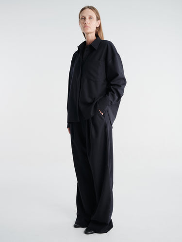 AF Agger - Fine Wool Oversize Shirt in Navy