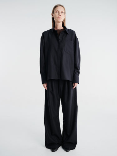 AF Agger - Fine Wool Oversize Shirt in Navy