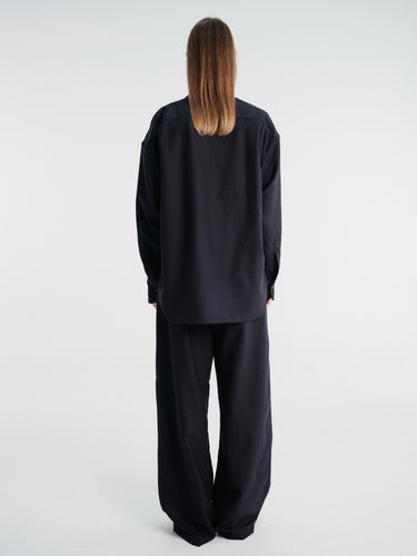 AF Agger - Fine Wool Oversize Shirt in Navy
